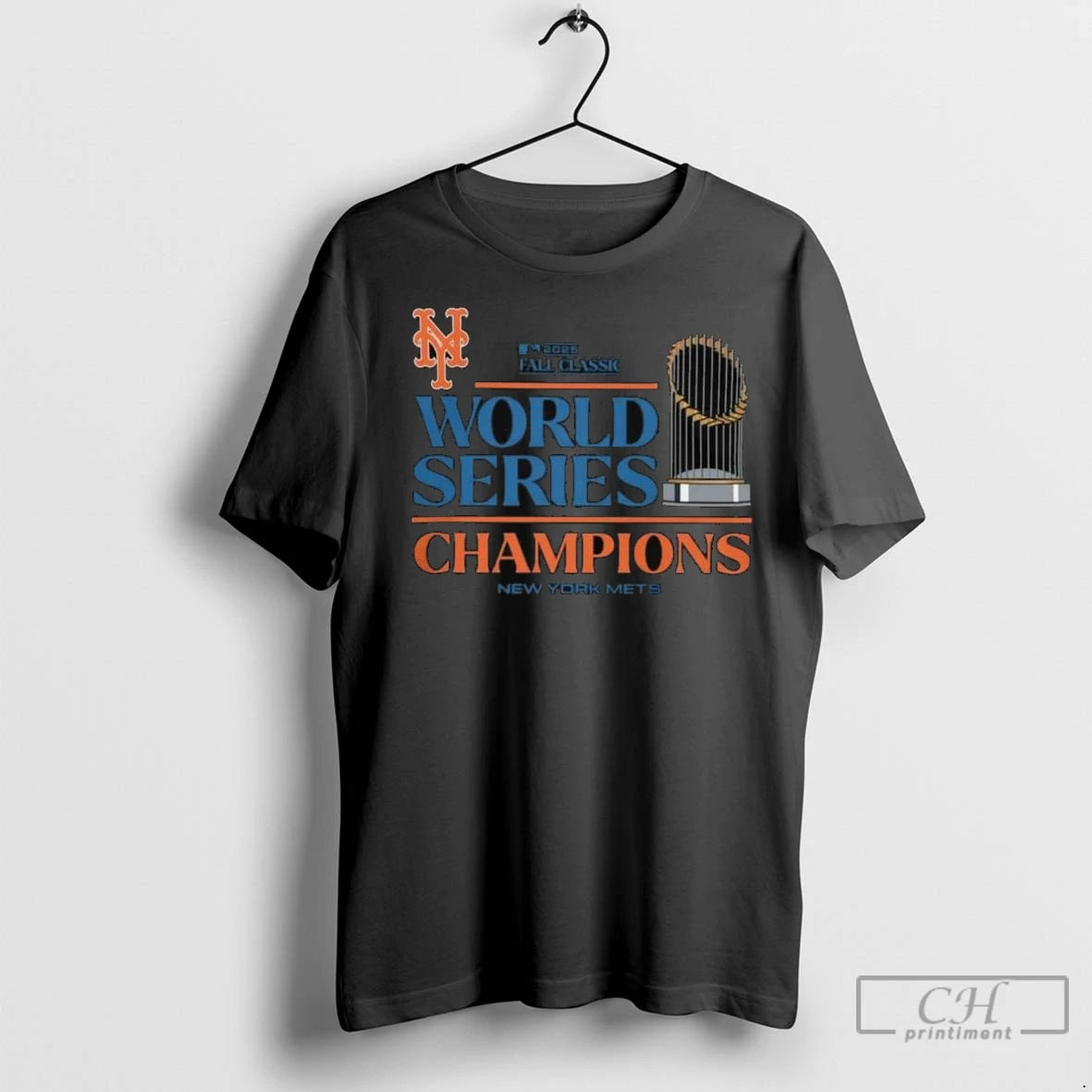 2025 World Series Champions Trophy Logo Graphic New York Mets Long Sleve T Shirts