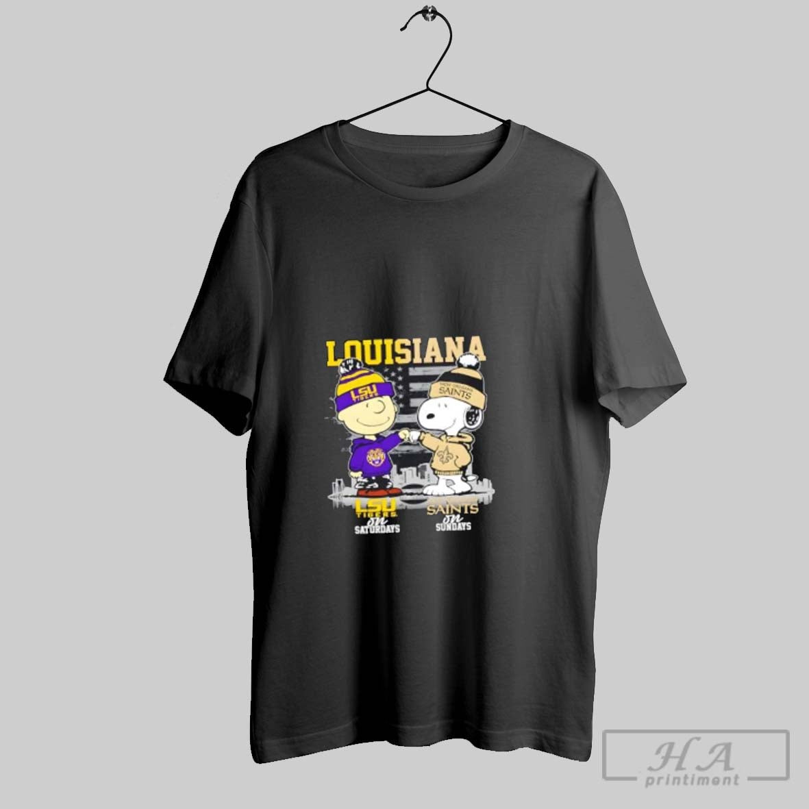 Official Louisiana Sports Charlie Brown Lsu Tigers On Saturdays X Snoopy New Orleans Saints On