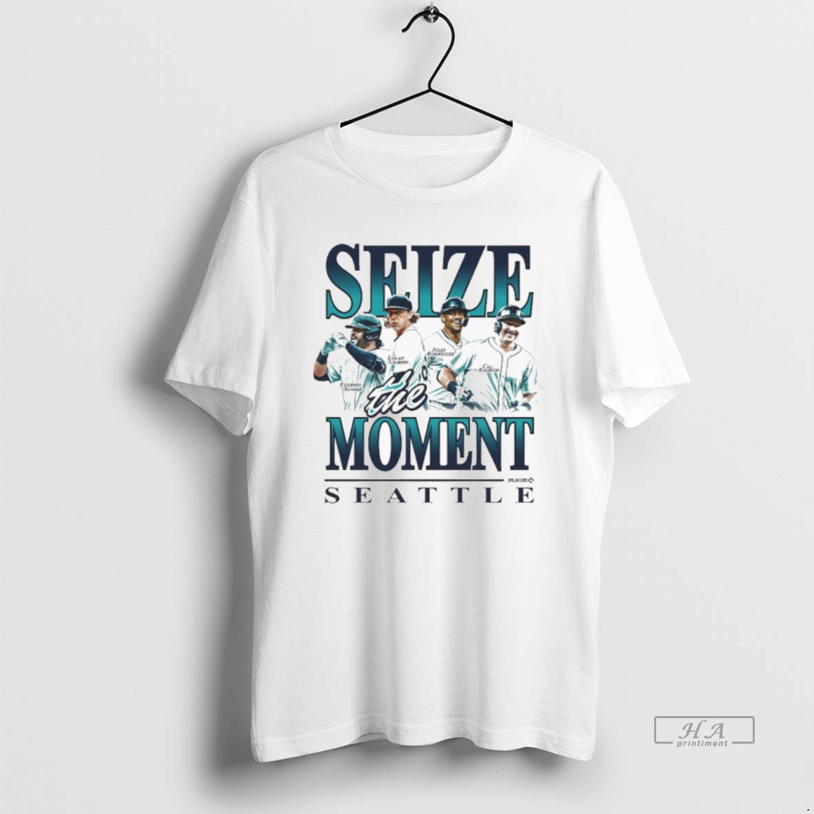 Official Trendy Seize The Moment Seattle Mariners Eugenio Suarez Logan Gilbert Julio Rodriguez And Cal