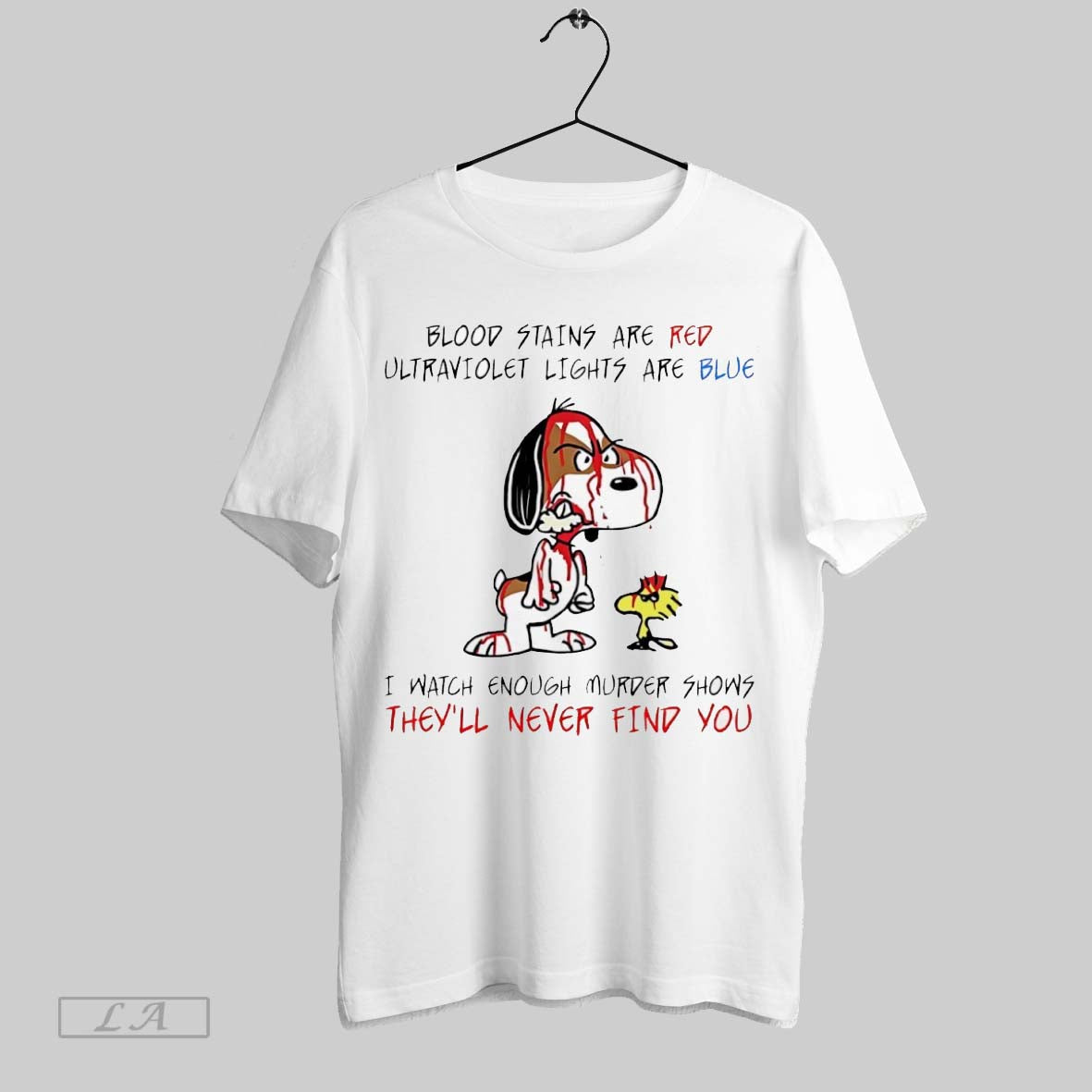 Original Snoopy Blood Stains Are Red Ultraviolet Lights Are Blue