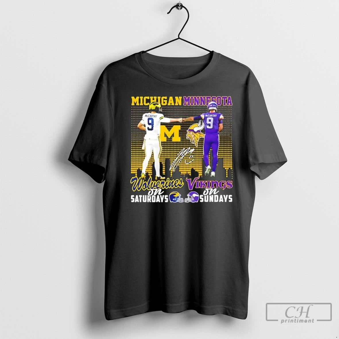 Premium Mccarthy Michigan Wolverines On Saturdays X Minnesota Vikings On Sundays Skyline